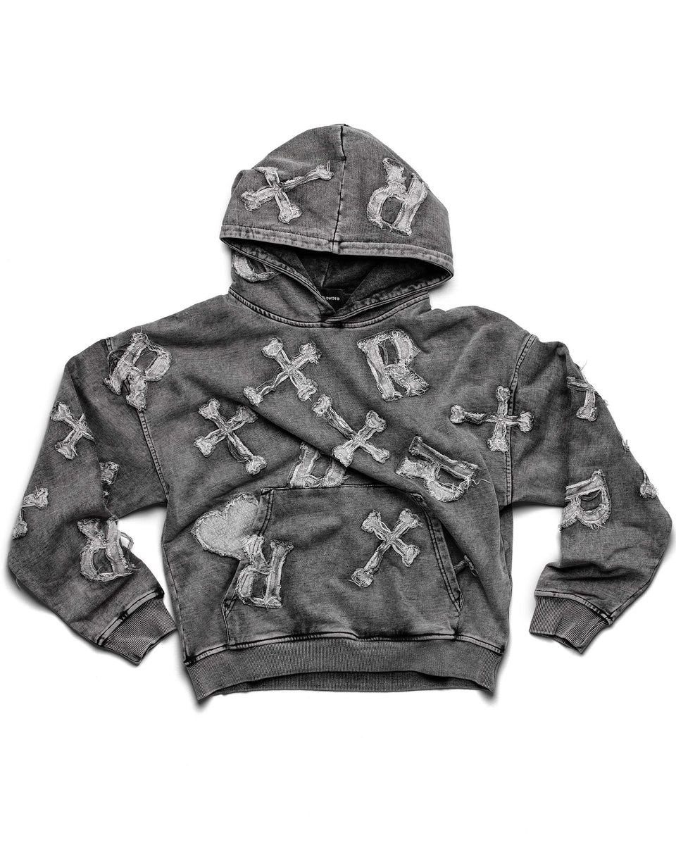 【RACER WORLDWIDE】Washed Patch Hoodie Washed Black Patch Hoodie – Racer Worldwide