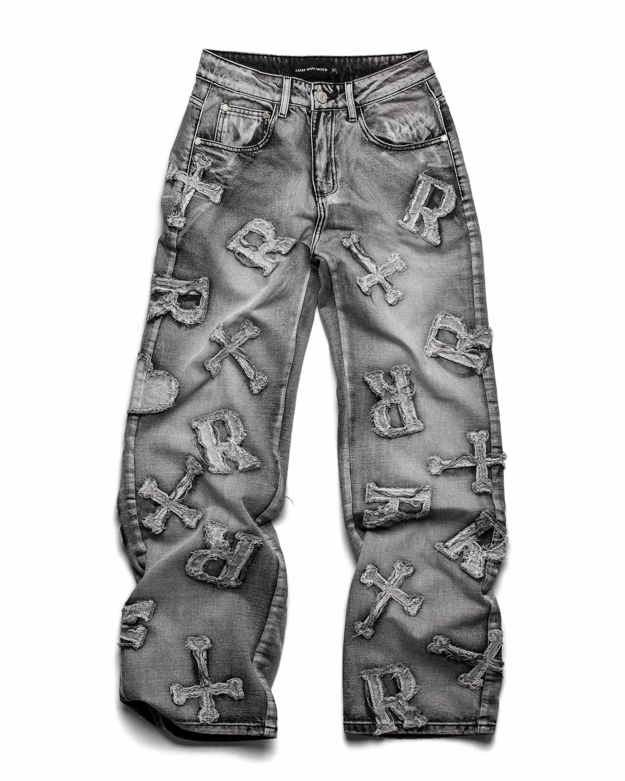 Washed Black Patch Denim – Racer Worldwide