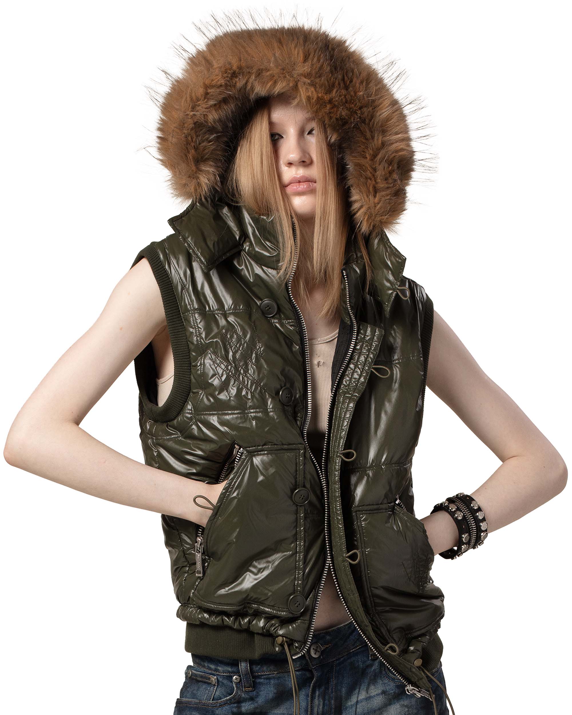 美品WAIPER PUFF PRIMALOFT VEST XL A.グリーン 美品WAIPER PUFF PRIMALOFT VEST XL A.グリーン