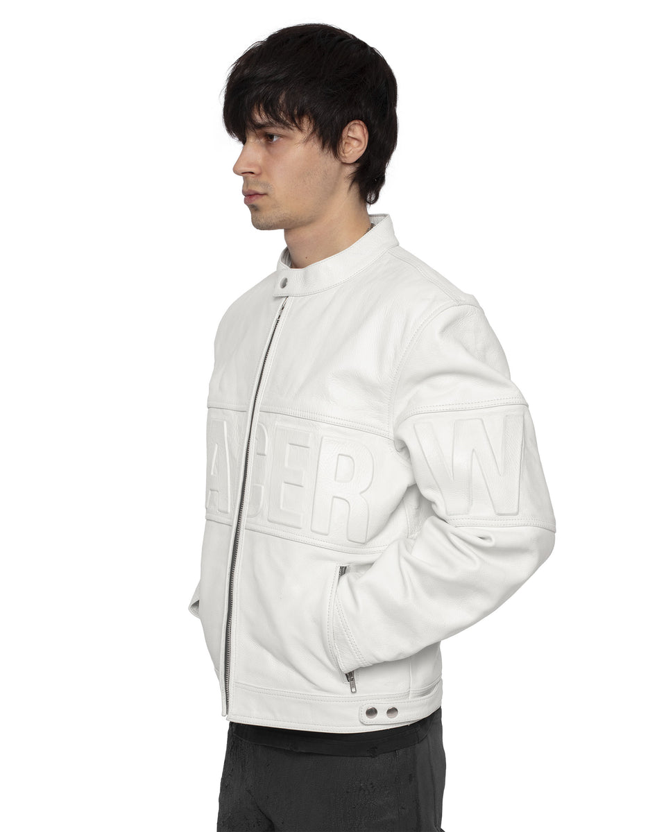 White Embossed Leather Jacket – Racer Worldwide White Embossed Leather Jacket – Racer Worldwide