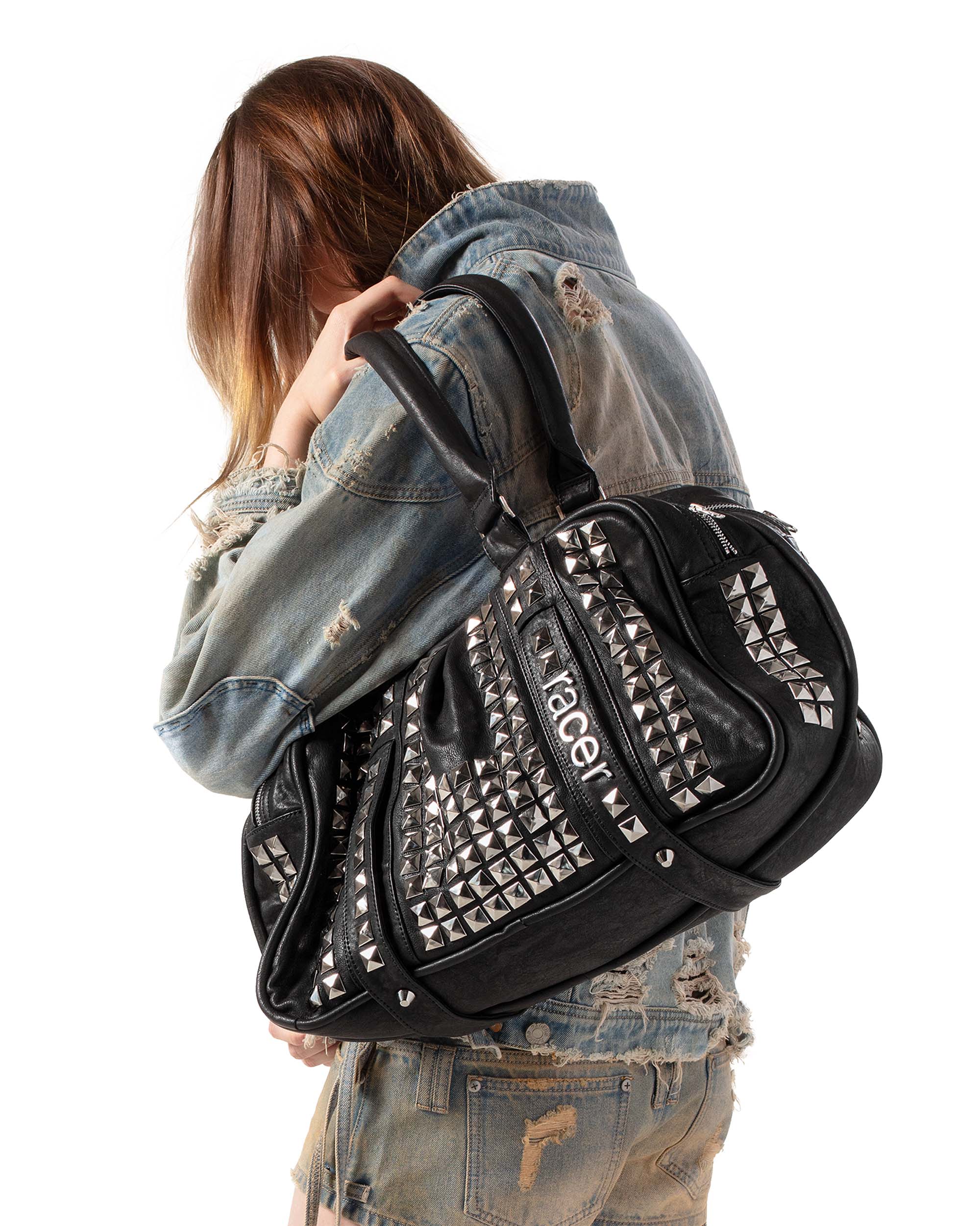 black leather backpack with studs Studded Leather Bag – Racer Worldwide