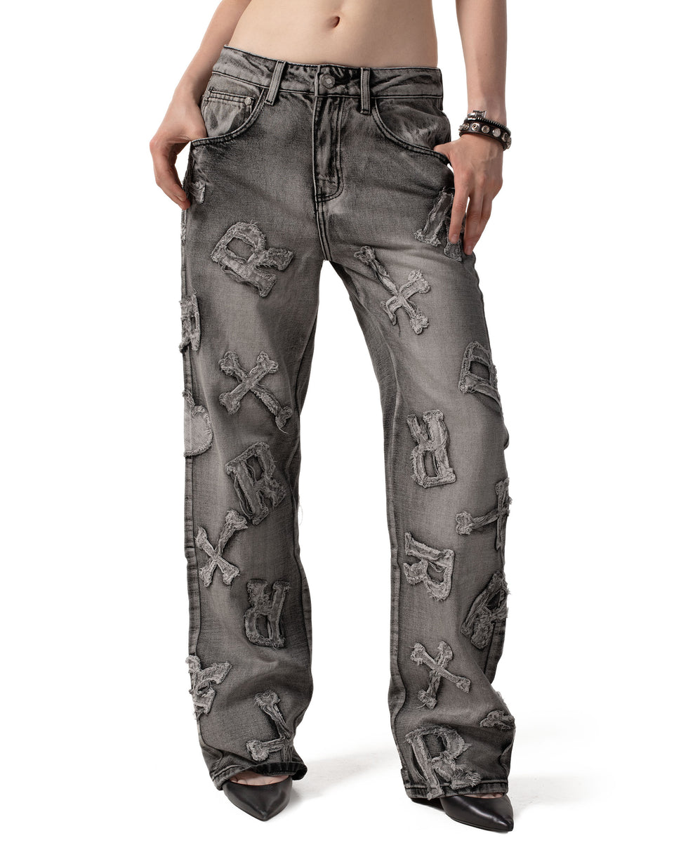 パンツ CASH ONLY BAGGY DENIMJEANS WASHED BLACK Cash Only Logo Baggy Jeans - Washed Black | Flatspot
