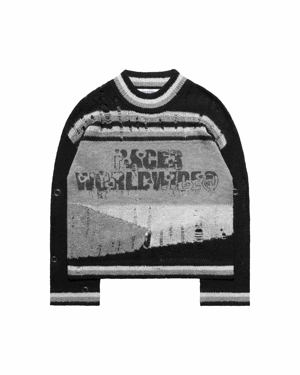Black Distressed Knit Sweater – Racer Worldwide