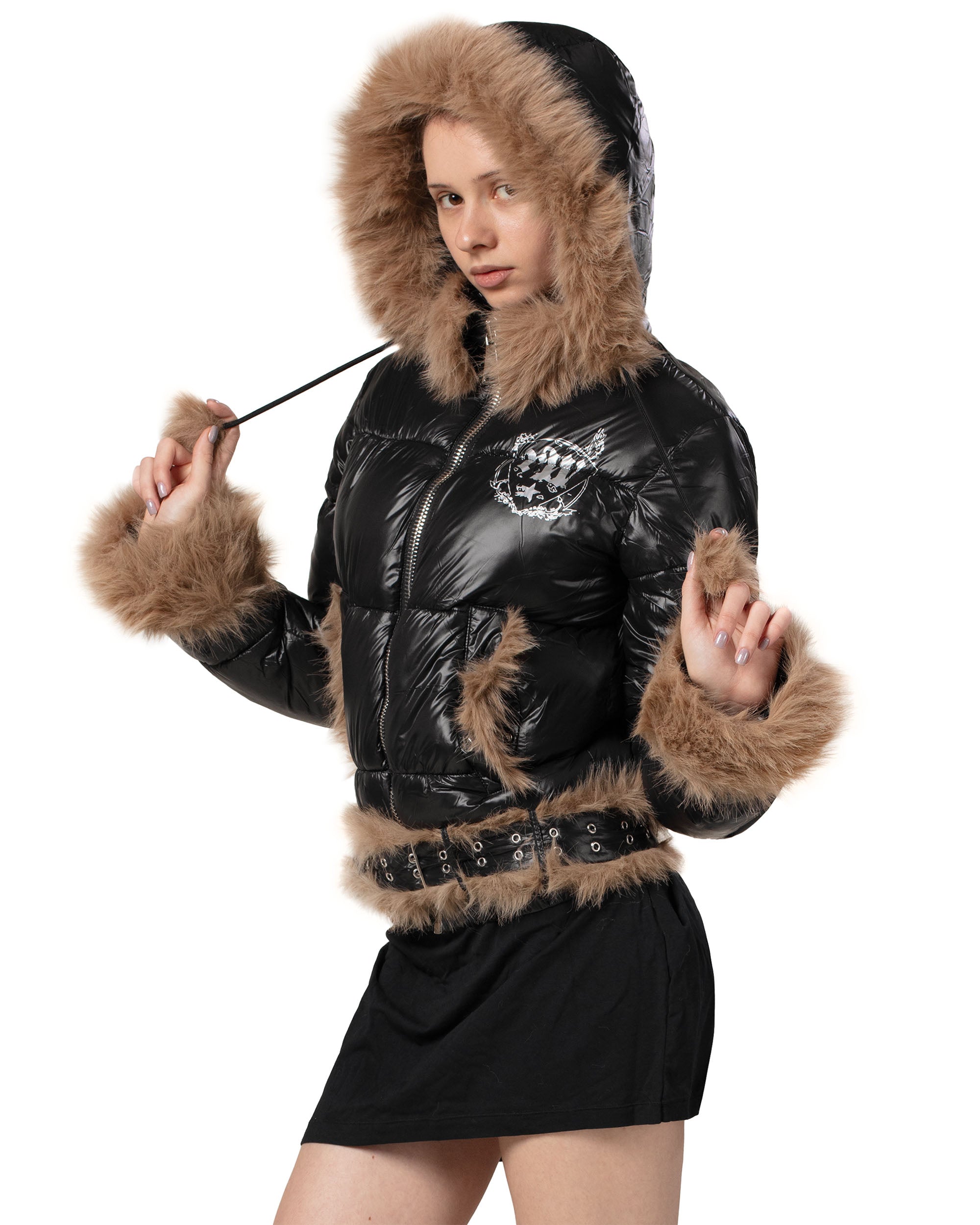 Slim Furry Puffer Jacket