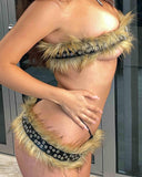 Faux Fur Leather Belt