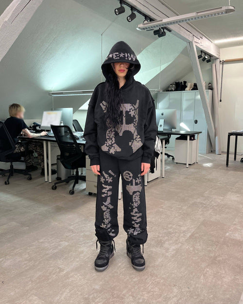 Black Studded Censored Hoodie – Racer Worldwide