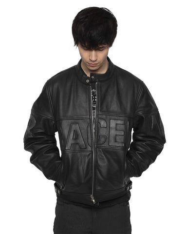 Black Embossed Leather Jacket – Racer Worldwide