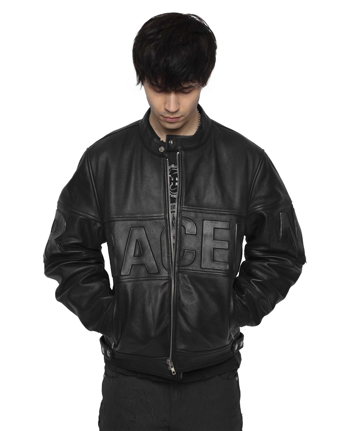 Black Embossed Leather Jacket – Racer Worldwide