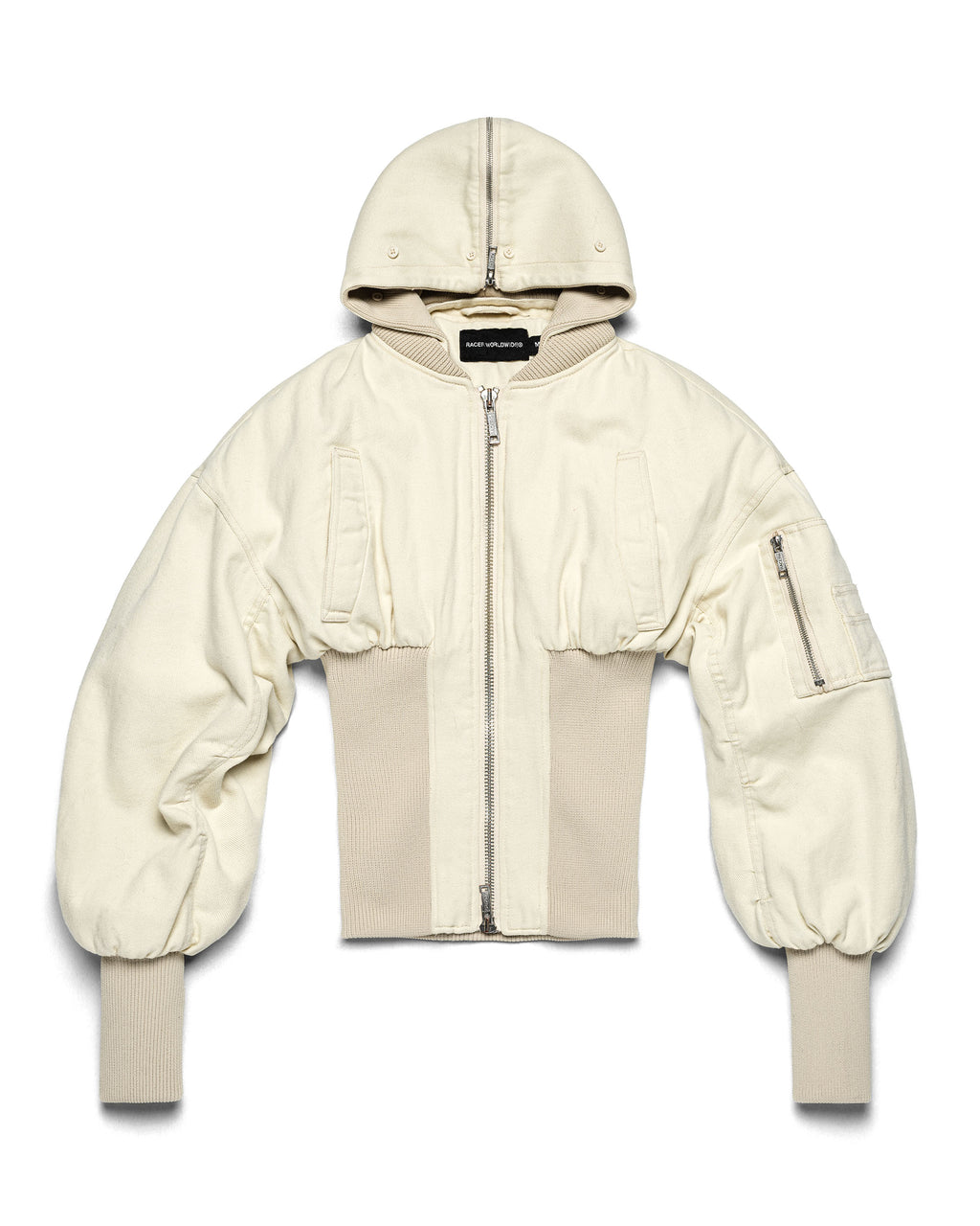 Beige Fitted Fur Bomber