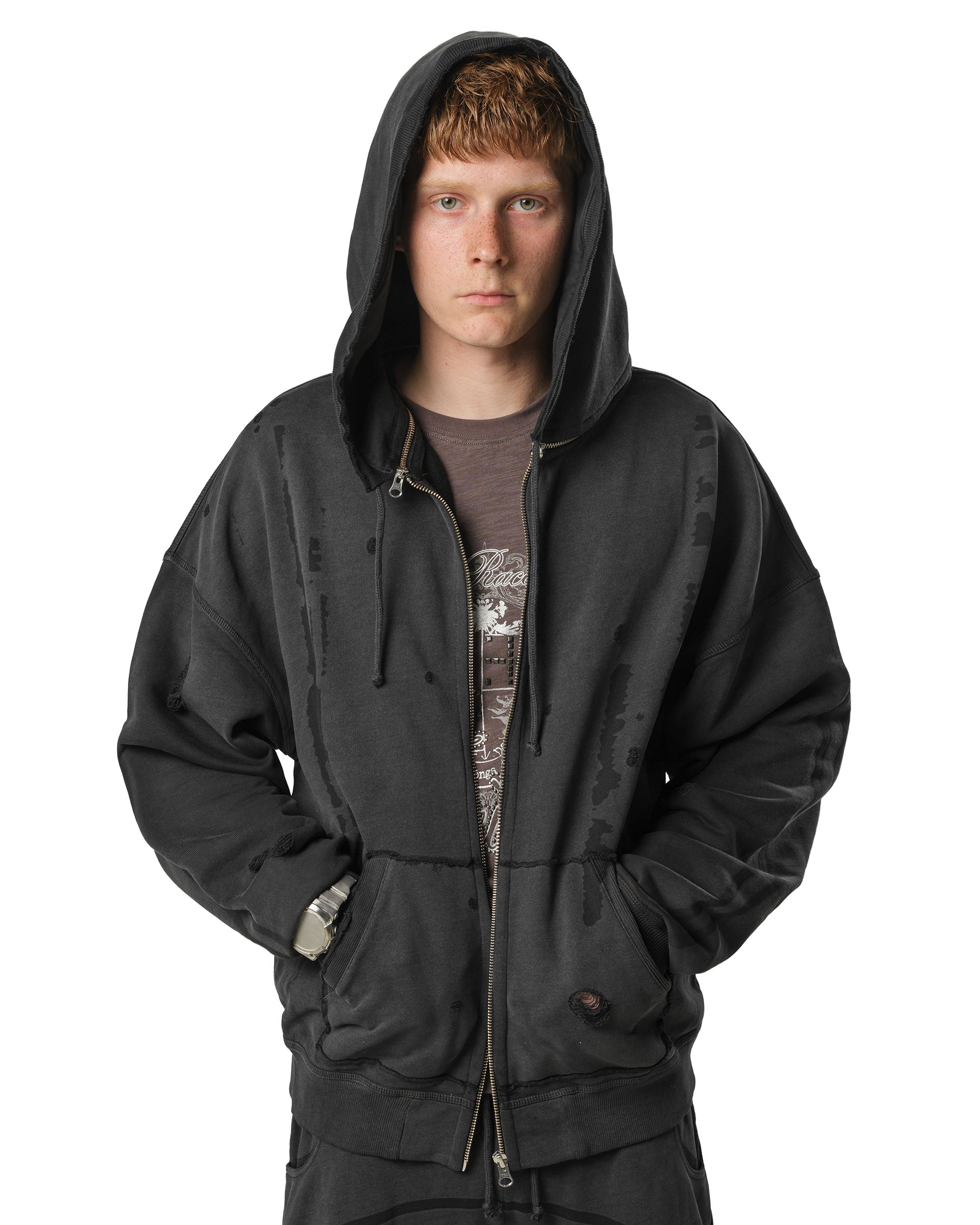 D*6様 Racer Worldwide Washed Unzip Hoodie Dark Faded Track Hoodie – Racer Worldwide