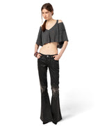 Black Waxed Spike Denim