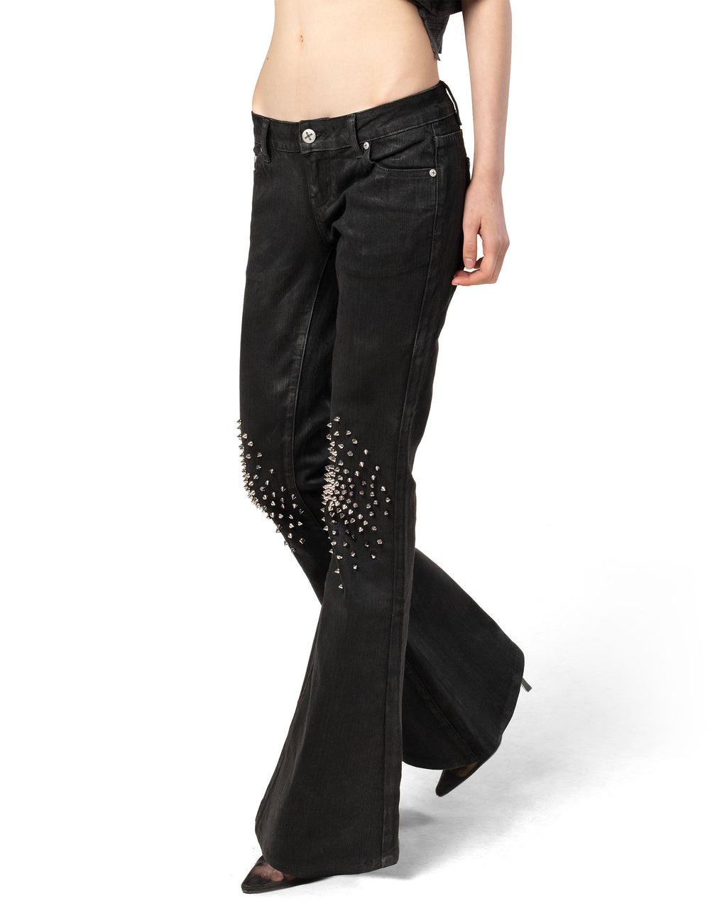 Black Waxed Spike Denim