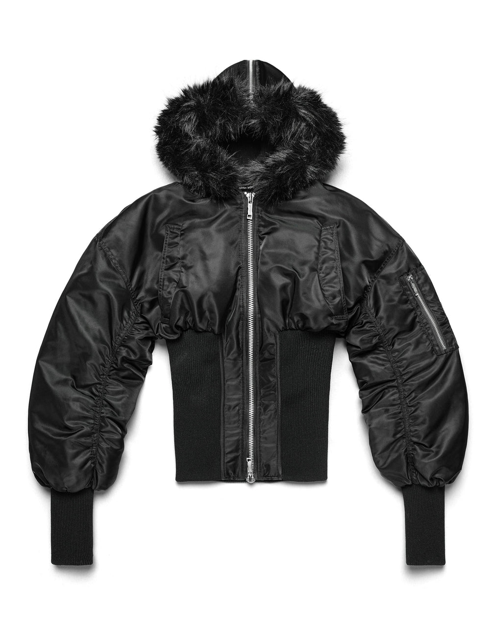 Black Fitted Fur Bomber