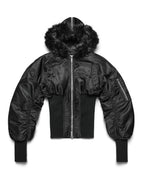 Black Fitted Fur Bomber
