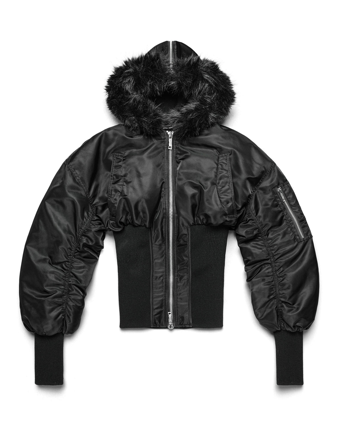 Black Fitted Fur Bomber