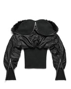 Black Fitted Fur Bomber