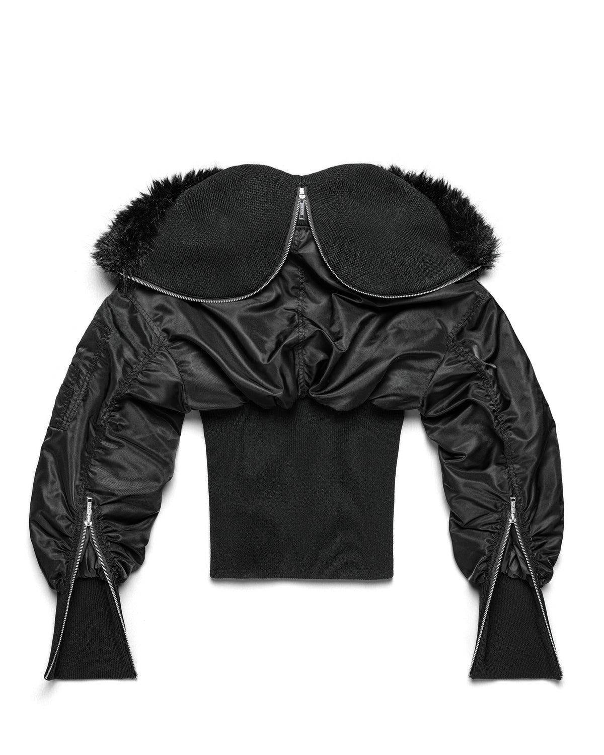 Black Fitted Fur Bomber