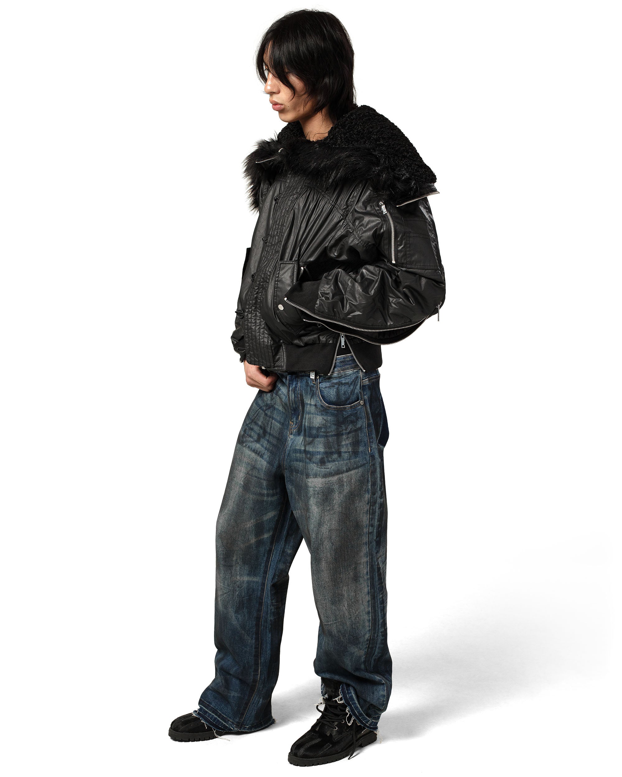 ジャケット・アウター racerworldwide Aviator Bomber Jacket Black Waxed Aviator Bomber – Racer Worldwide