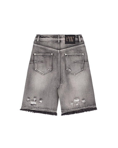 【Raucohouse】Spot destroyed bermuda denim pants Raucohouse