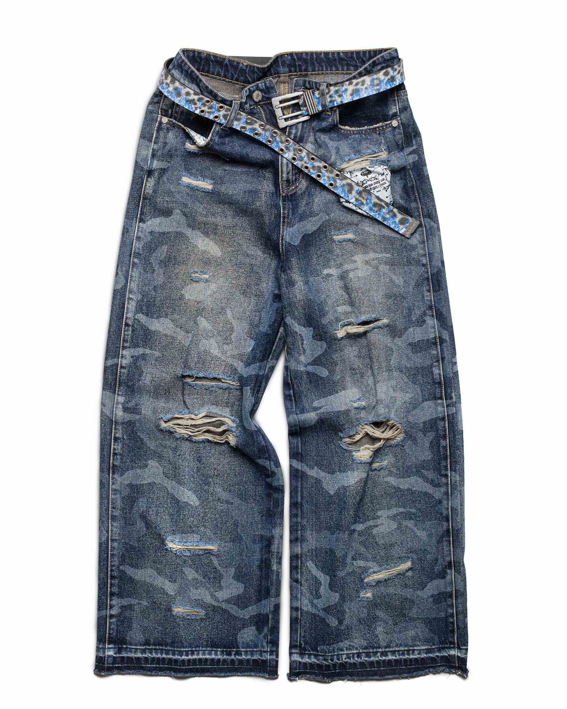 Blue Camo Engraved Denim 26/XS - Main Image