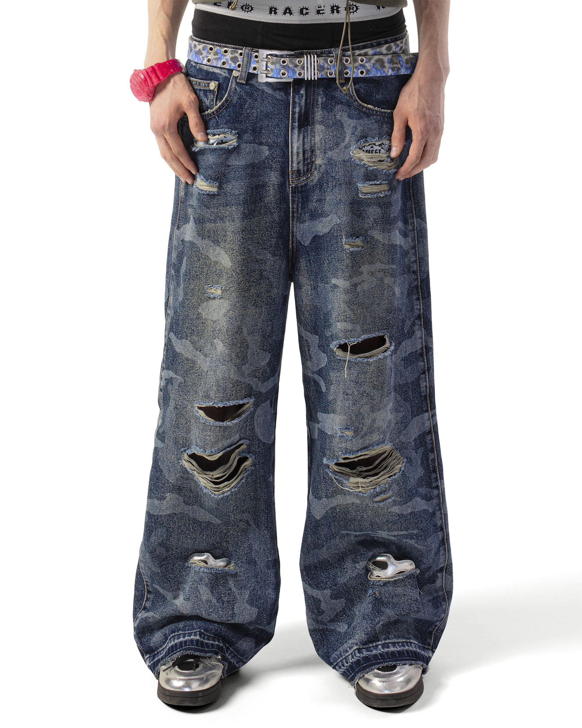 Blue Camo Engraved Denim – Racer Worldwide