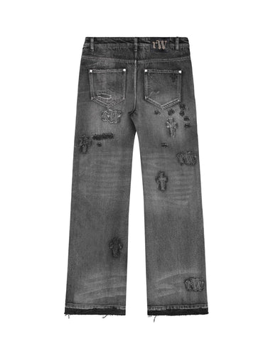 【KOOLOSET】Sand Washed Black Denim Sand Washed Black Denim (1color) - kooloset