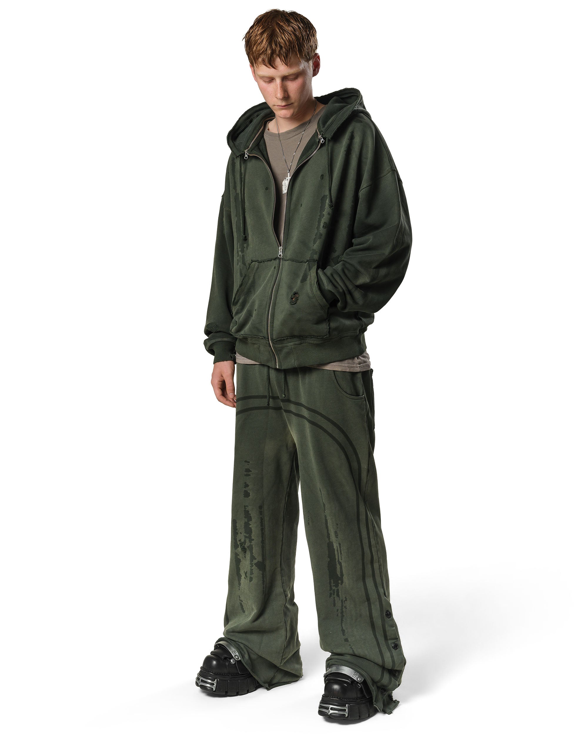 Green Faded Track Hoodie