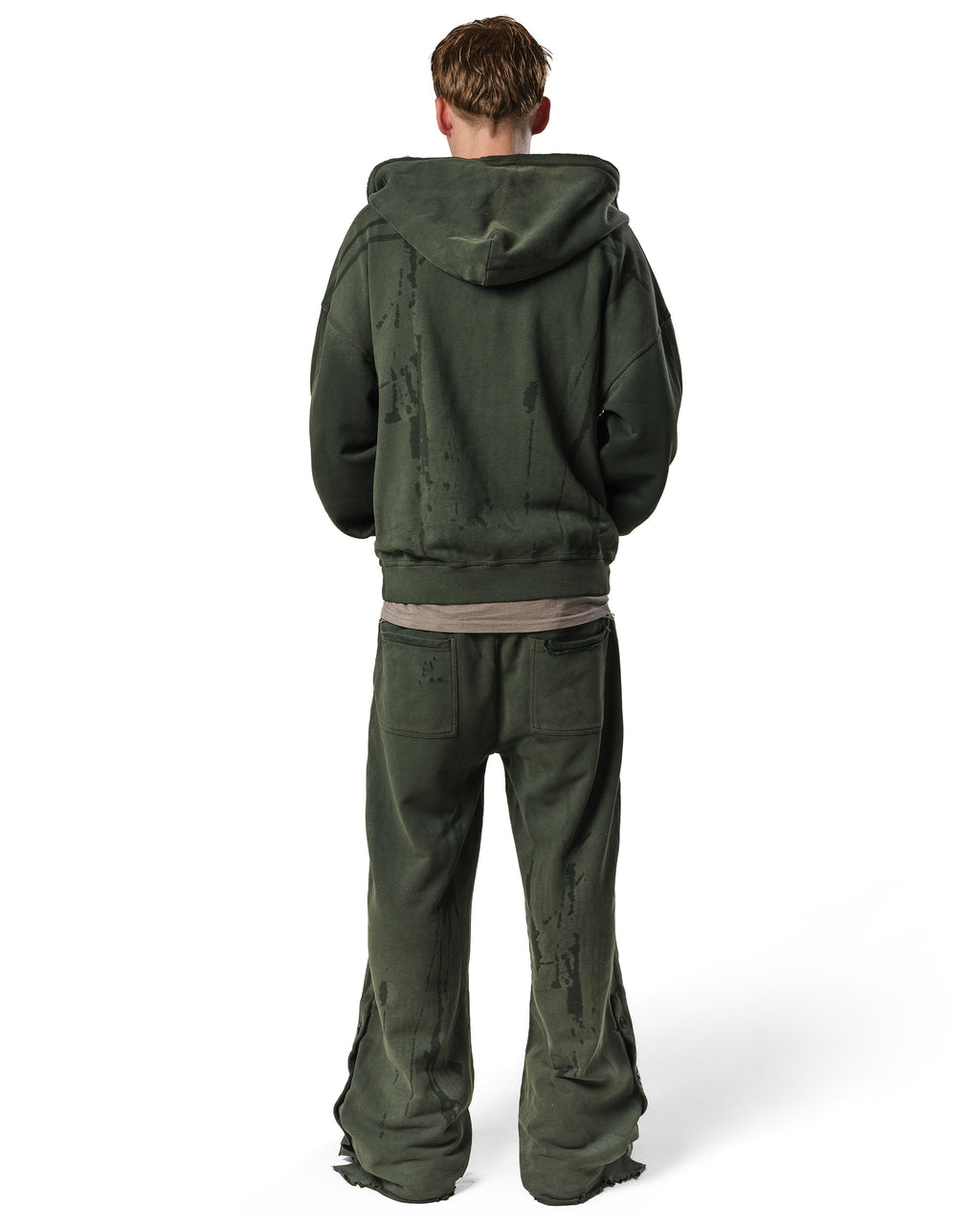 Green Faded Track Hoodie