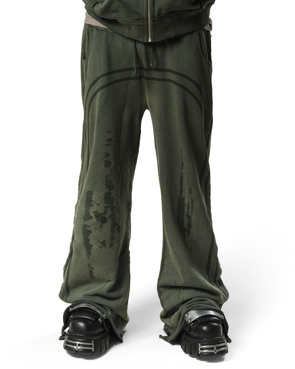 Green Faded Track Sweatpants