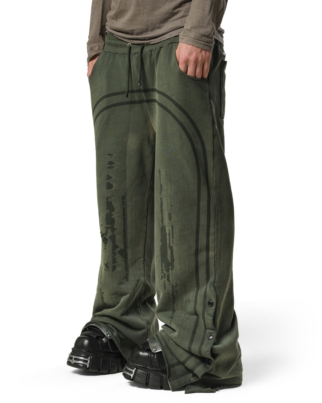 Green Faded Track Sweatpants