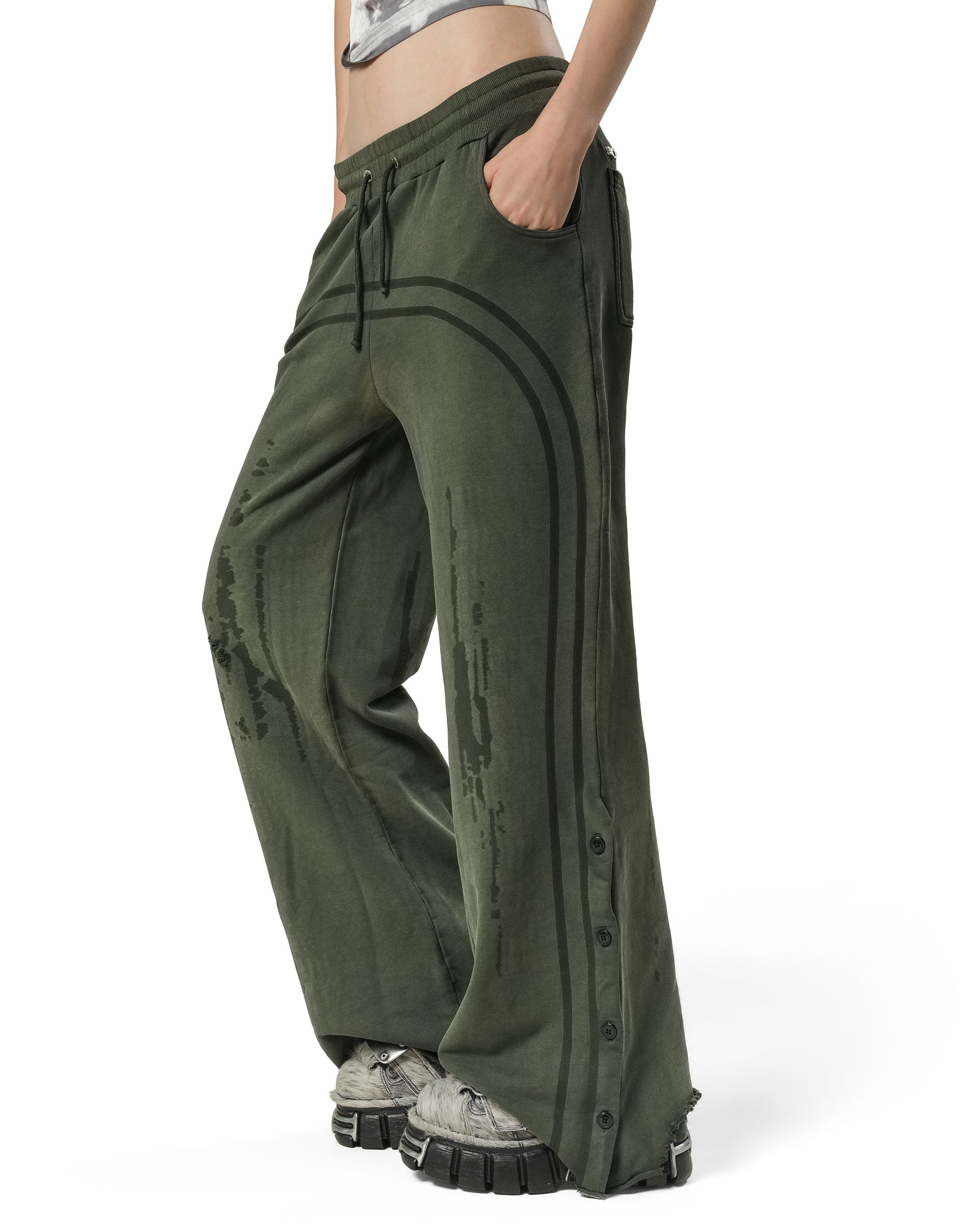 Green Faded Track Sweatpants