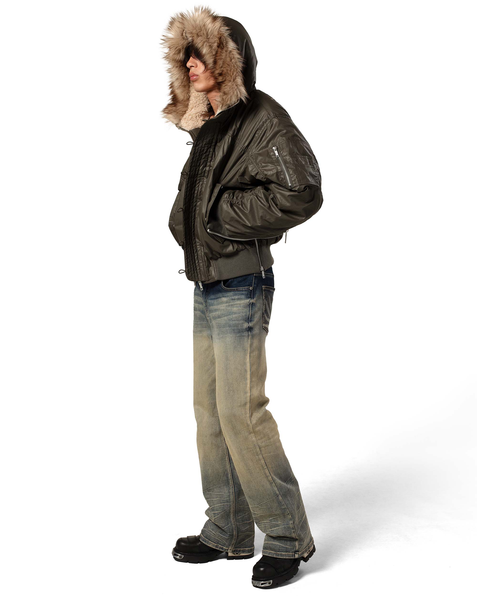 Green Waxed Aviator Bomber