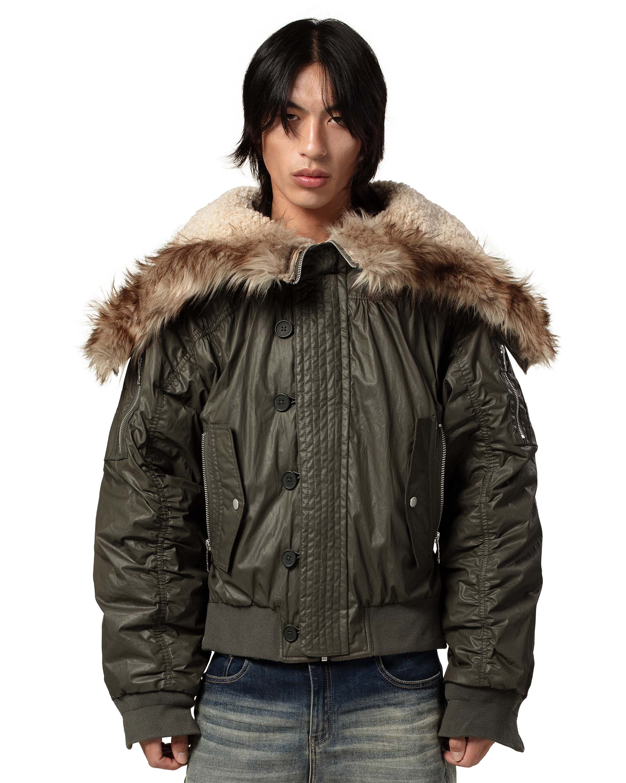 Green Waxed Aviator Bomber