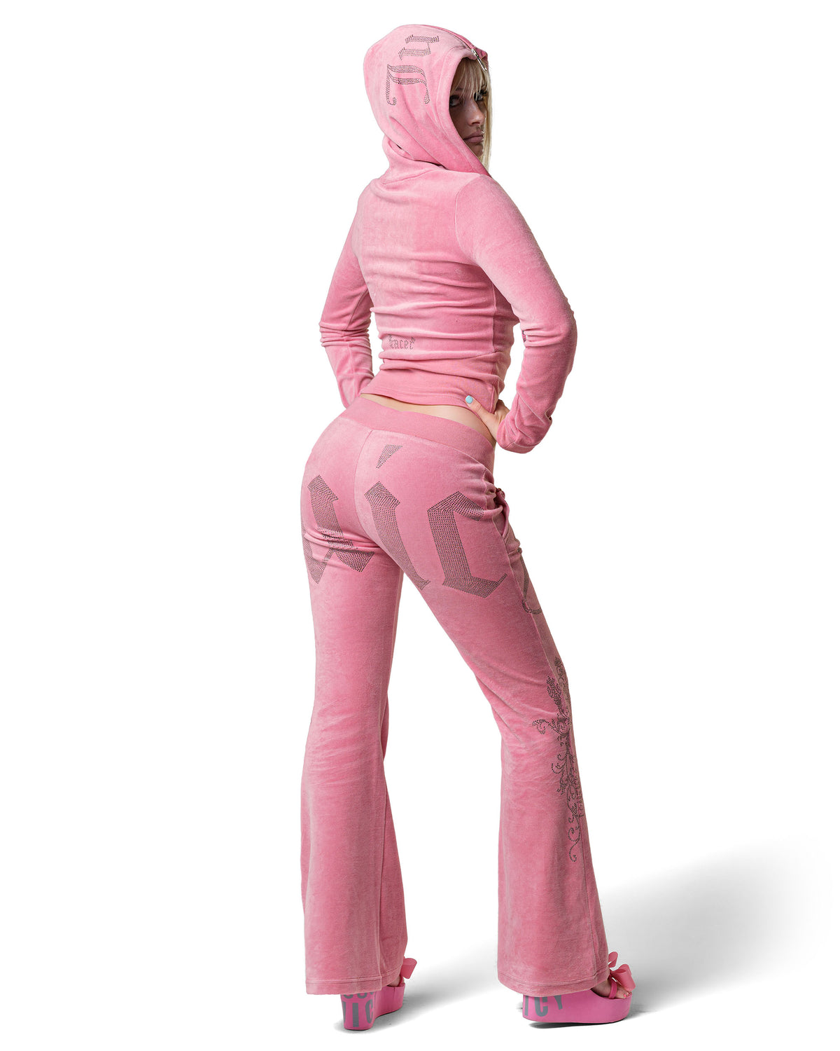 Juicy x Racer Pink Velour Hoodie