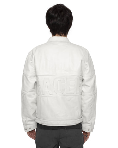 A line down jacket with fluffy lambswool collar - white