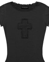 Lace Cross Baby Tee