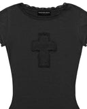 Lace Cross Baby Tee