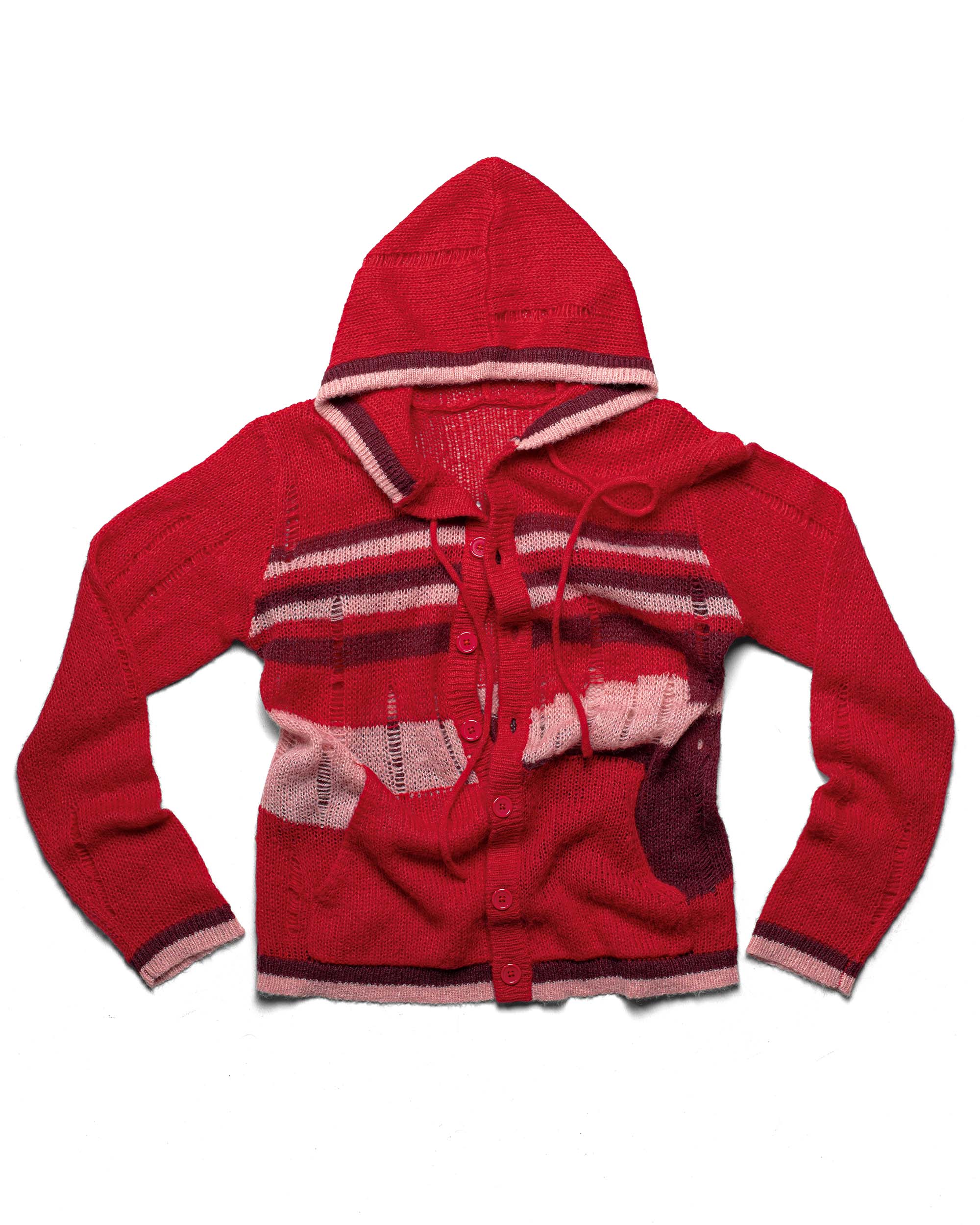 Red Hooded Cardigan