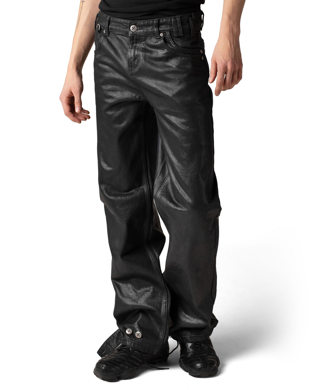 Coated Slim Low-Waist Denim