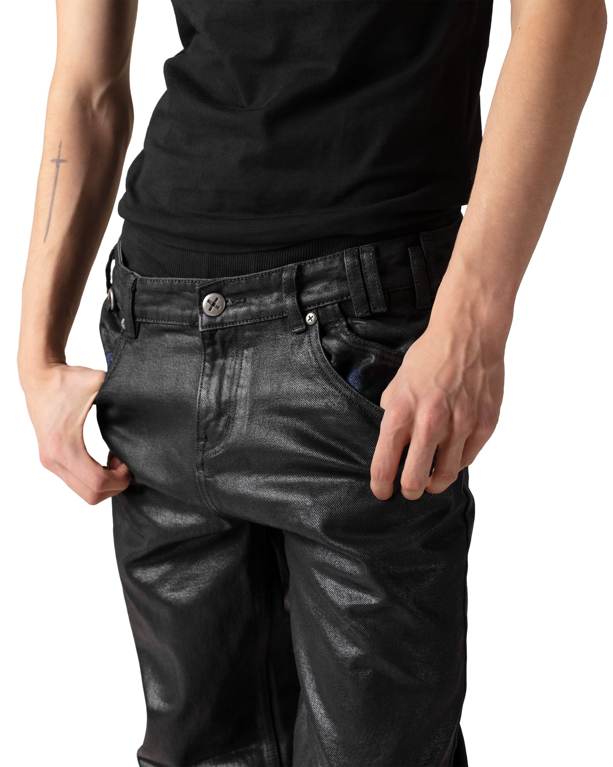 Coated Slim Low-Waist Denim – Racer Worldwide