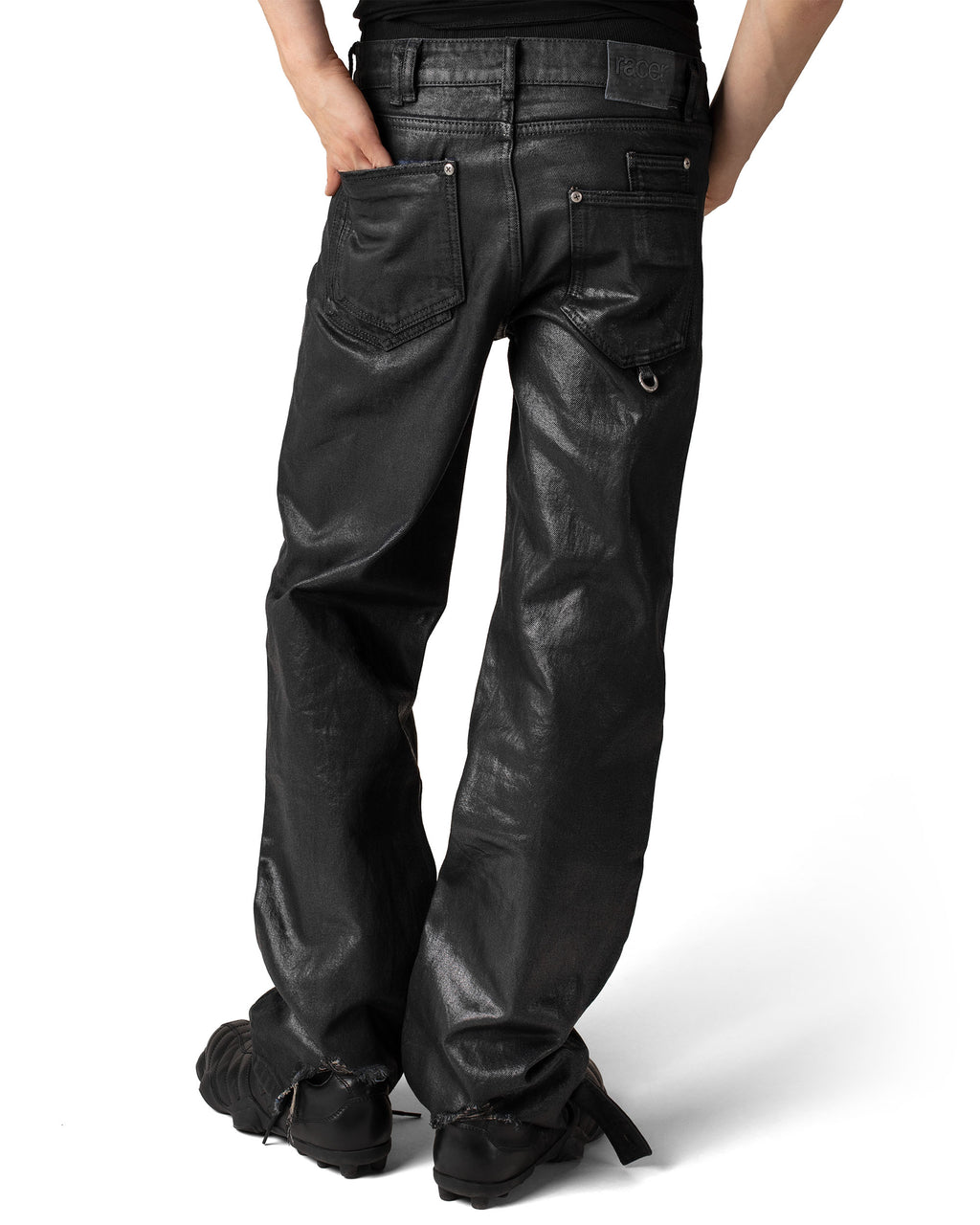 Coated Slim Low-Waist Denim