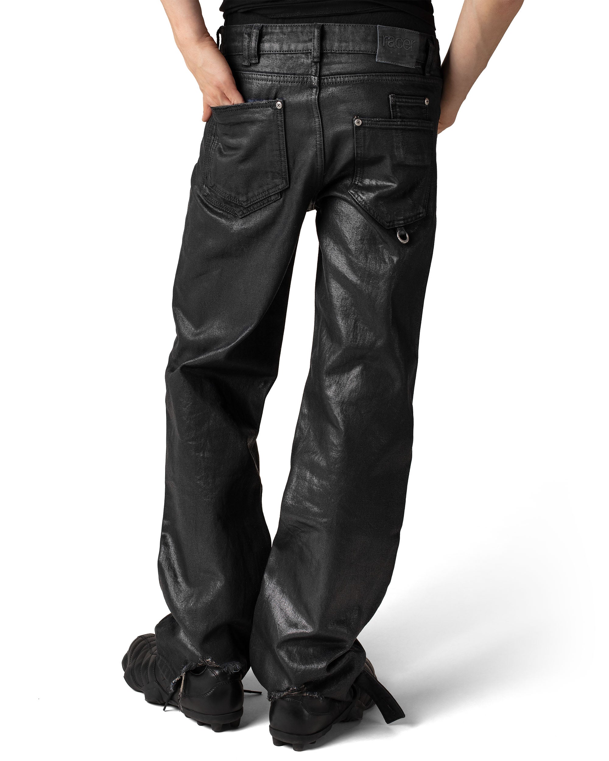 Coated Slim Low-Waist Denim