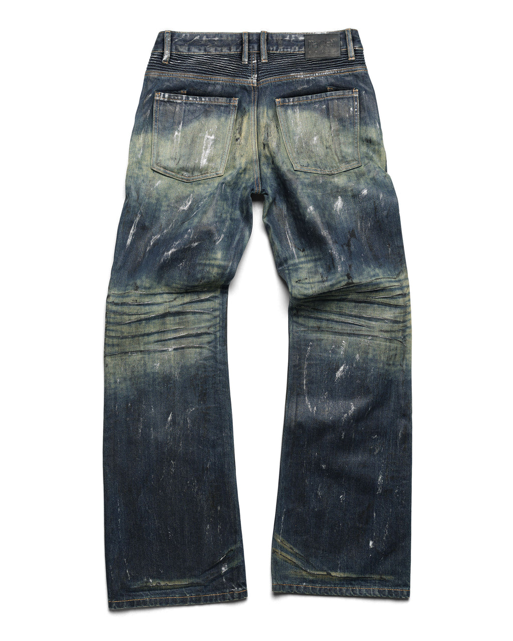Blue Stained Bootcut Denim