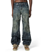 Blue Stained Bootcut Denim