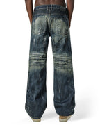 Blue Stained Bootcut Denim