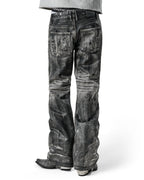 Grey Stained Bootcut Denim