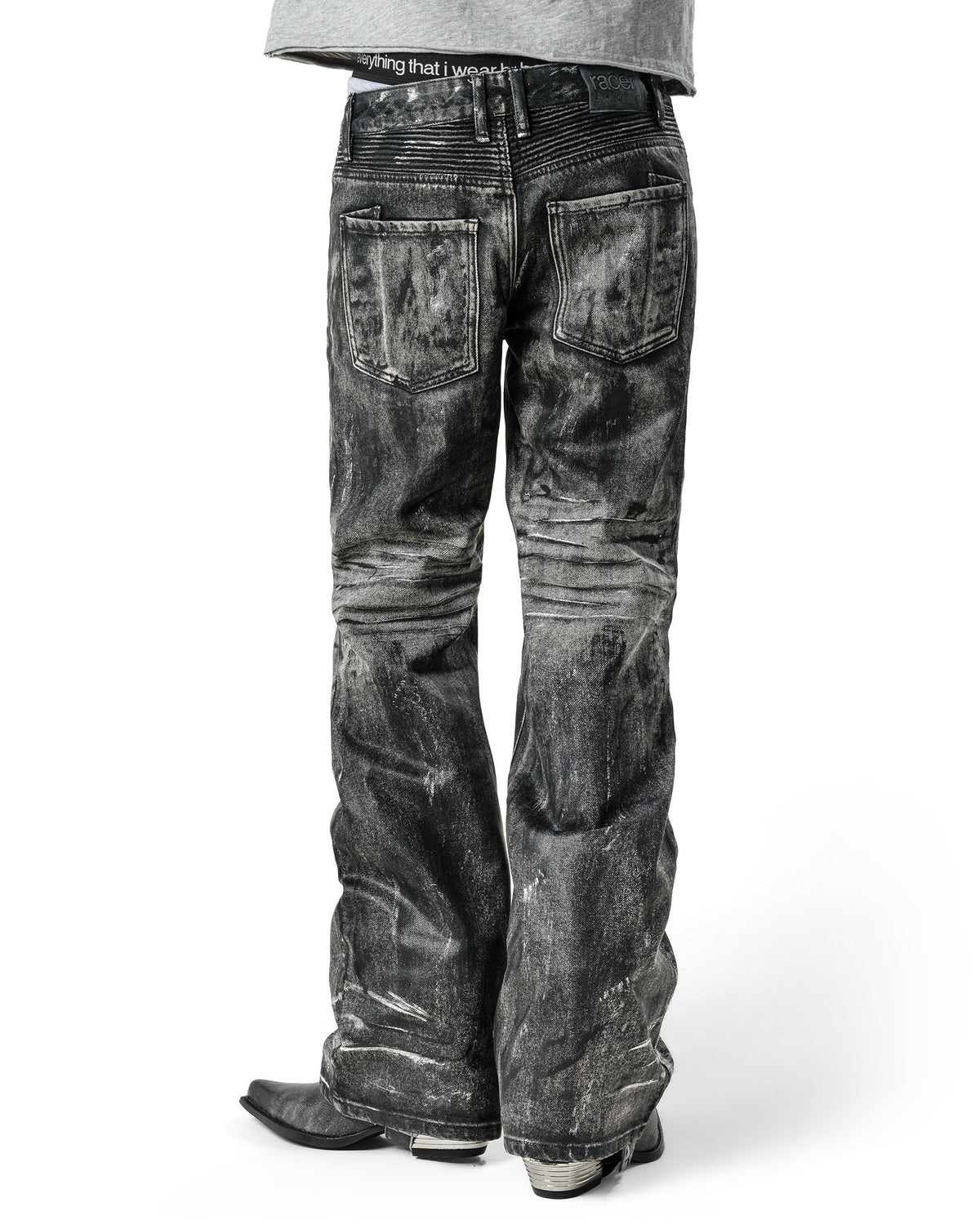 Grey Stained Bootcut Denim