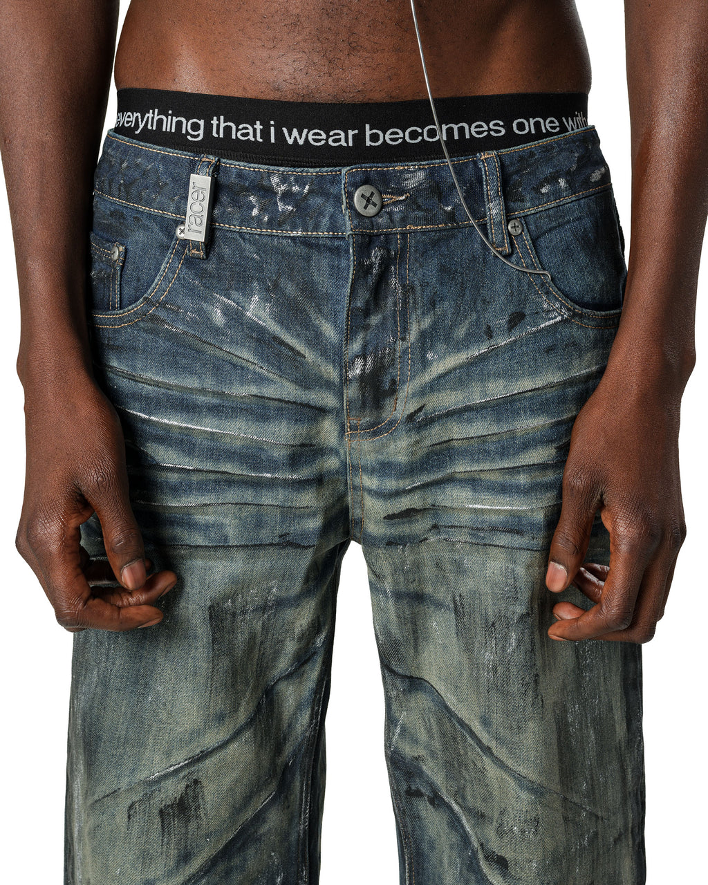 Blue Stained Bootcut Denim
