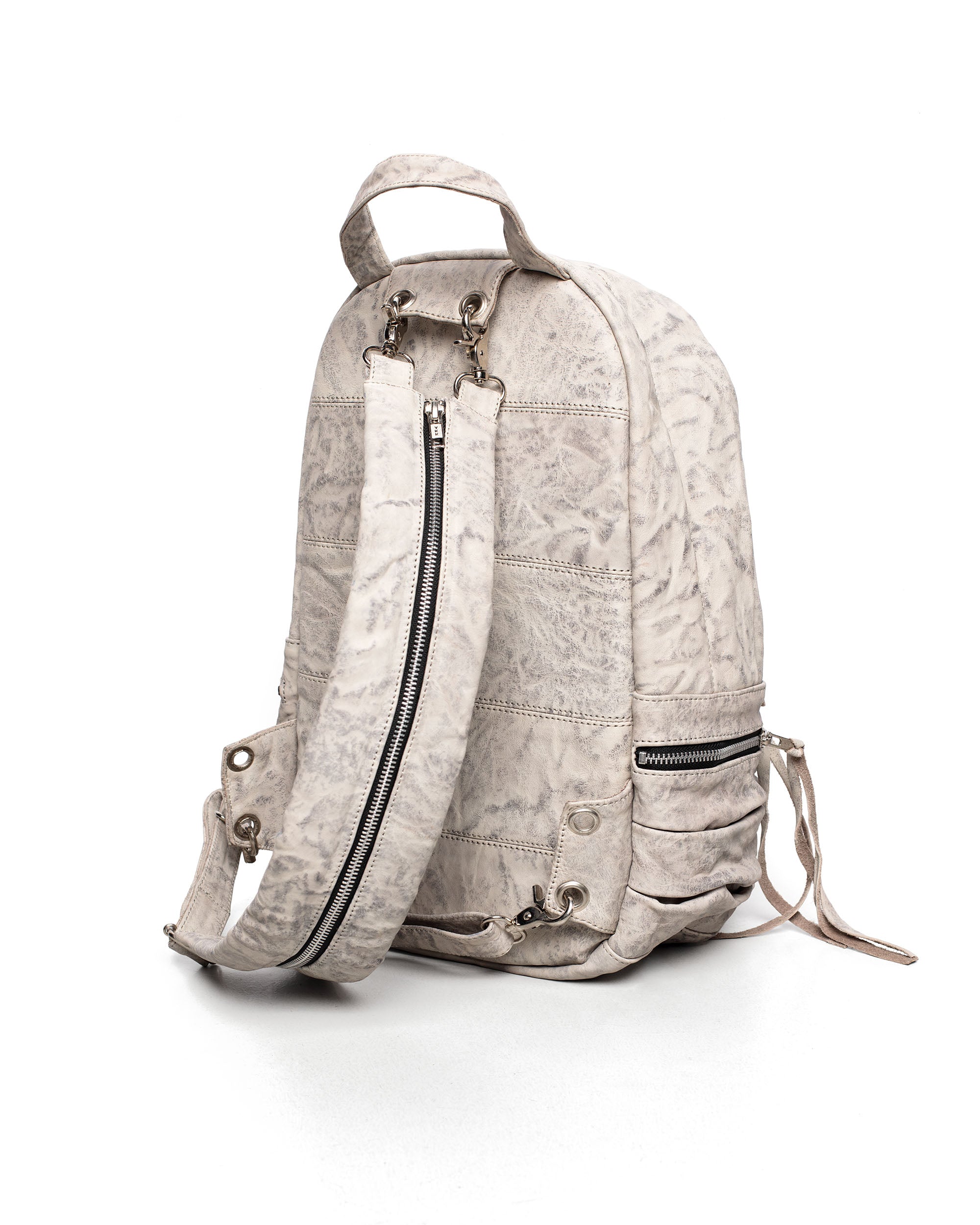 backpack mini split White Split Strap Leather Backpack – Racer Worldwide