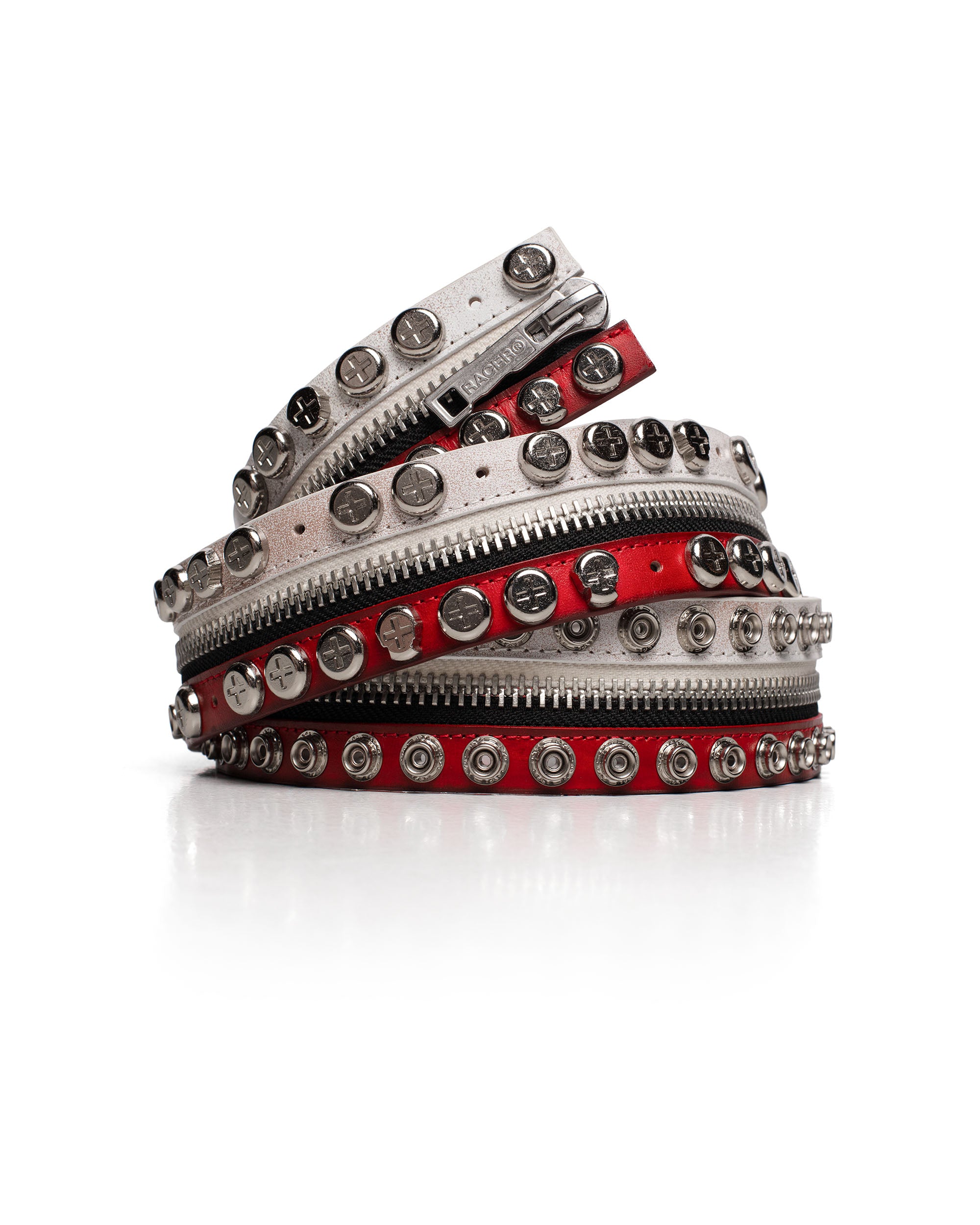 White Split Button Belt